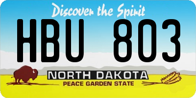 ND license plate HBU803