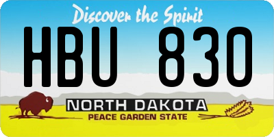 ND license plate HBU830