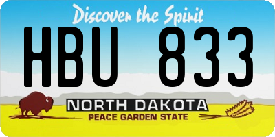 ND license plate HBU833