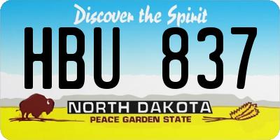 ND license plate HBU837