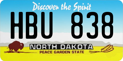 ND license plate HBU838