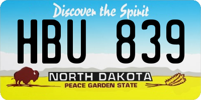 ND license plate HBU839