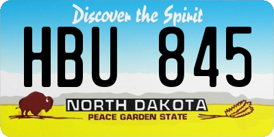 ND license plate HBU845