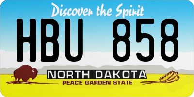 ND license plate HBU858