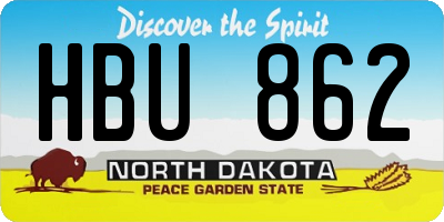 ND license plate HBU862