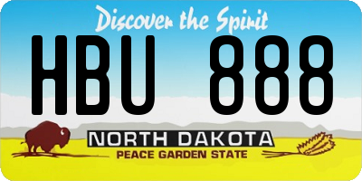 ND license plate HBU888