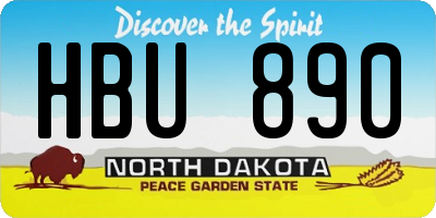 ND license plate HBU890