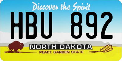 ND license plate HBU892