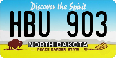 ND license plate HBU903