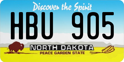 ND license plate HBU905