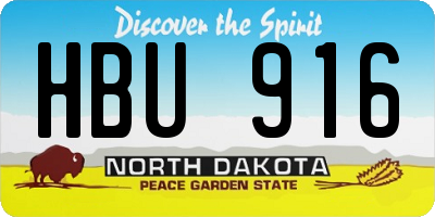 ND license plate HBU916