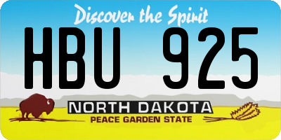 ND license plate HBU925