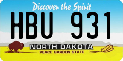 ND license plate HBU931