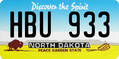 ND license plate HBU933