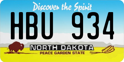 ND license plate HBU934