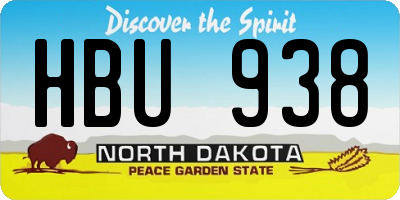 ND license plate HBU938