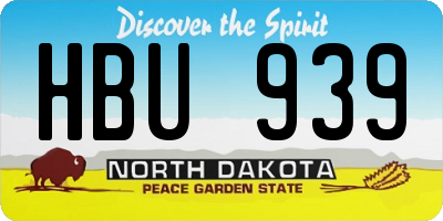 ND license plate HBU939