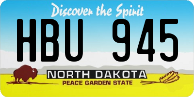 ND license plate HBU945