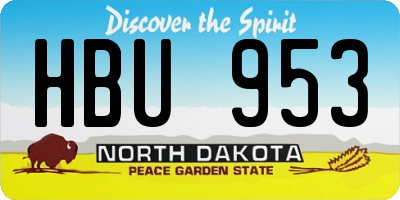 ND license plate HBU953