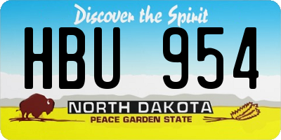 ND license plate HBU954