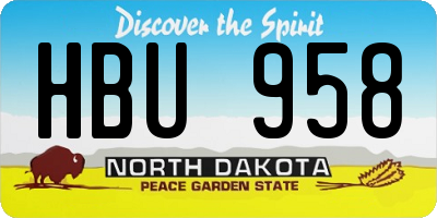 ND license plate HBU958