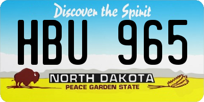 ND license plate HBU965