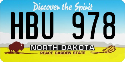 ND license plate HBU978