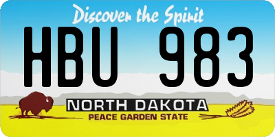 ND license plate HBU983