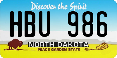 ND license plate HBU986