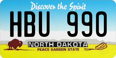 ND license plate HBU990