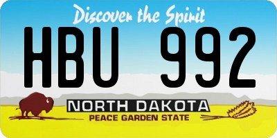 ND license plate HBU992