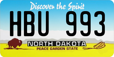 ND license plate HBU993