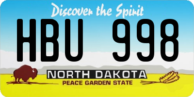 ND license plate HBU998