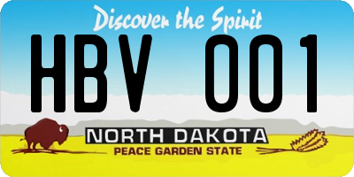 ND license plate HBV001