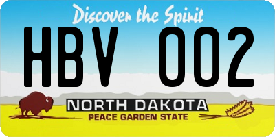 ND license plate HBV002