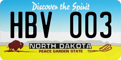 ND license plate HBV003