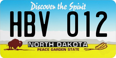 ND license plate HBV012