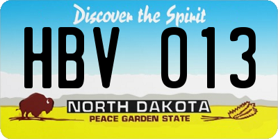 ND license plate HBV013