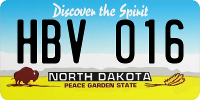 ND license plate HBV016