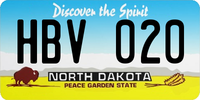 ND license plate HBV020