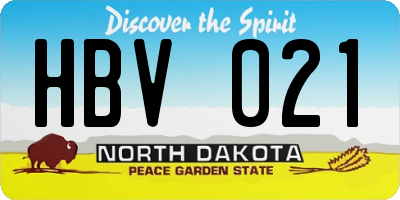 ND license plate HBV021