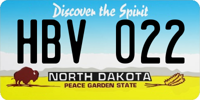 ND license plate HBV022