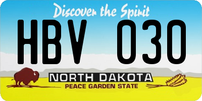 ND license plate HBV030