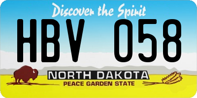 ND license plate HBV058