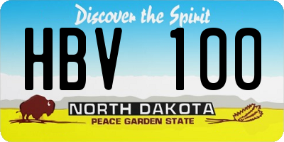 ND license plate HBV100