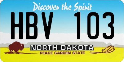 ND license plate HBV103