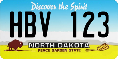 ND license plate HBV123