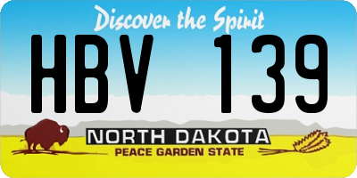 ND license plate HBV139