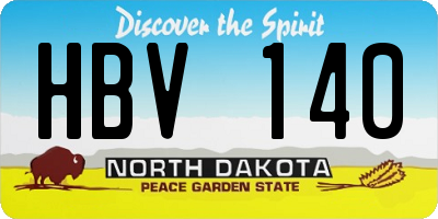 ND license plate HBV140