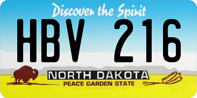 ND license plate HBV216